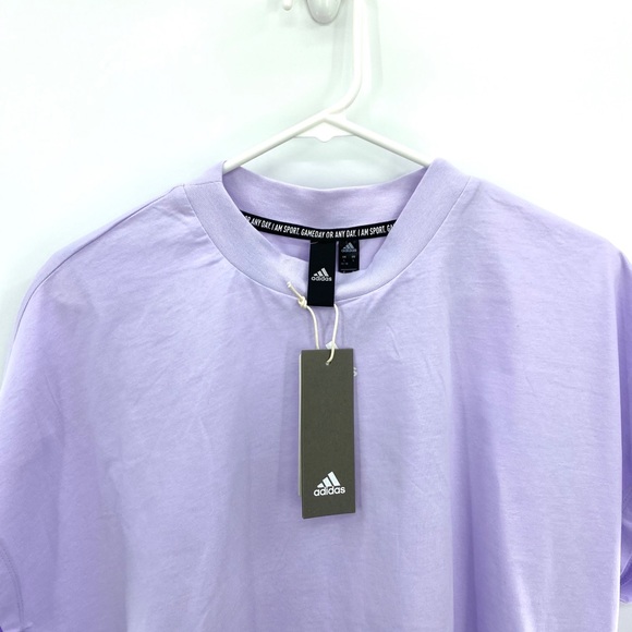 Adidas Must Have 3 Stripe Short Sleeve Tee ‘Orchid Woman’s Size Medium - Picture 2 of 3